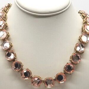 Pink Acrylic Gold Tone Collar Bib Necklace